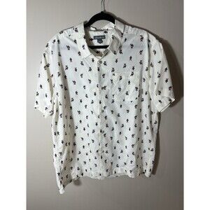 Eddie Bauer Bigfoot Sasquatch Fishing Camping Print Shirt Mens Large Cotton